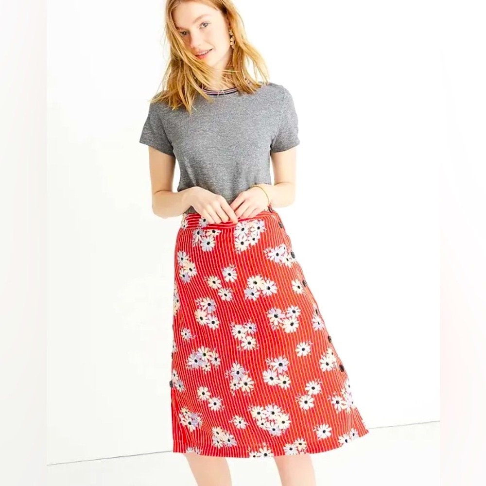 MADEWELL KNEE LENGTH PINSTRIPE FLORAL SKIRT